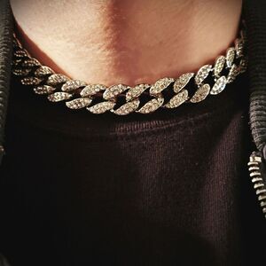 18" Iced Out Silver CZ Choker Cuban Chain